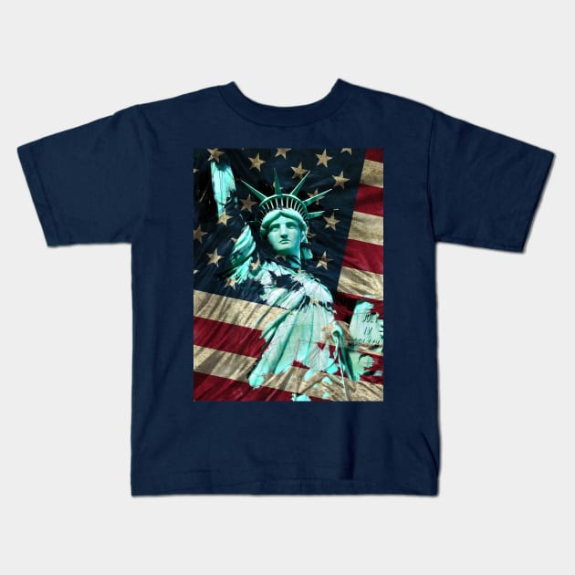 Statue of Liberty breakthrough Kids T-Shirt by David Penfound Artworks